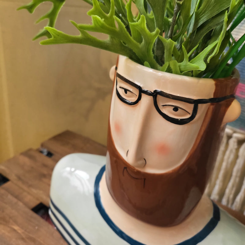 Bearded Guy Ceramic Vase