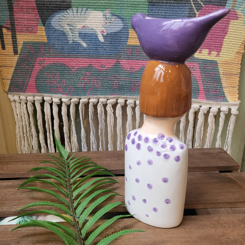 Couple with Bird Ceramic Vase