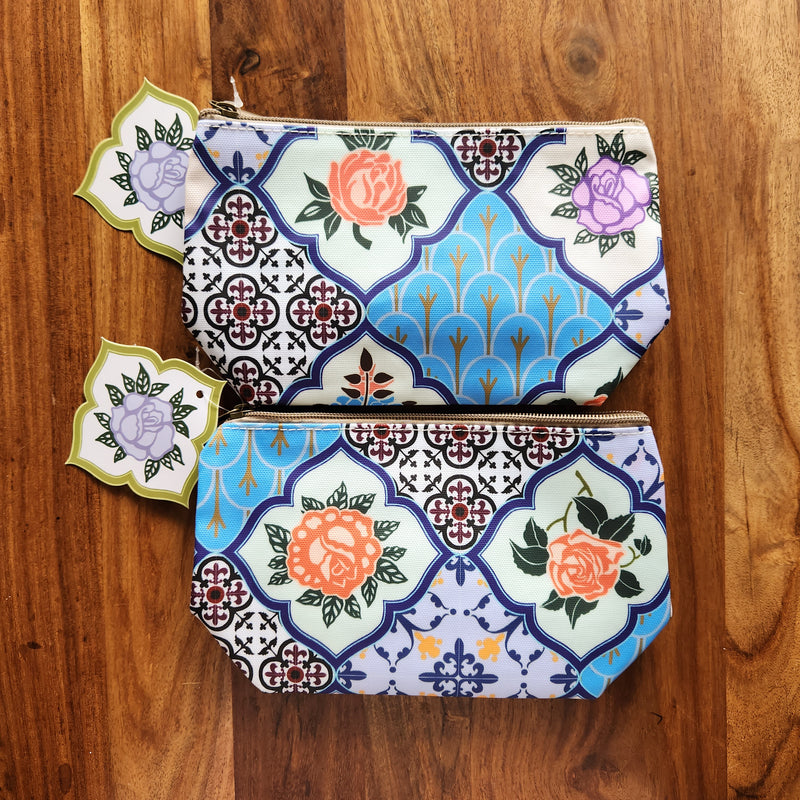 Peranakan Rose Tile Make-up Pouch
