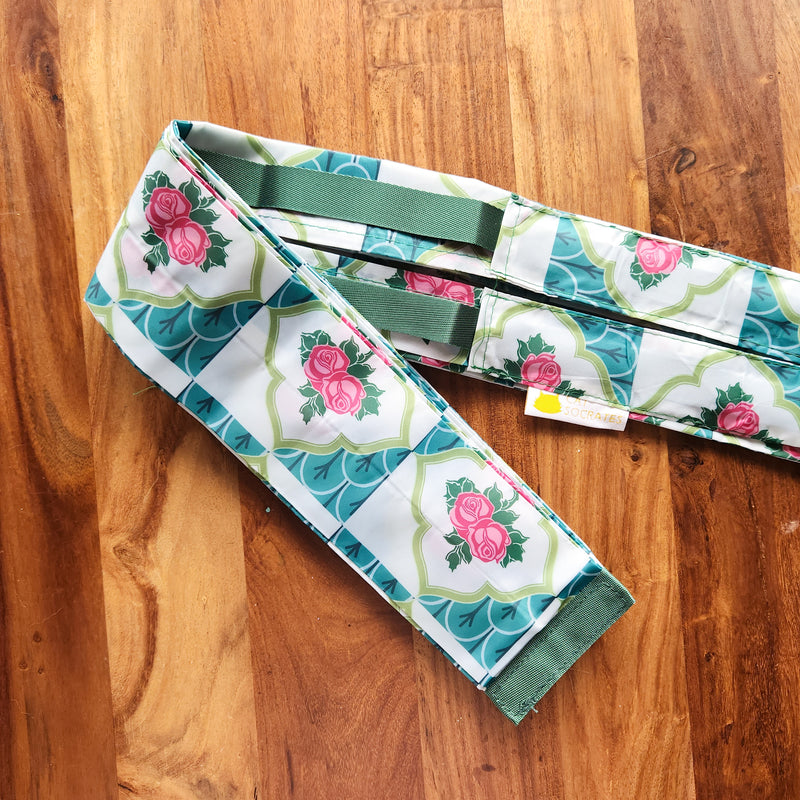 Instantly Fold Shopper Bag Green Rose Tile