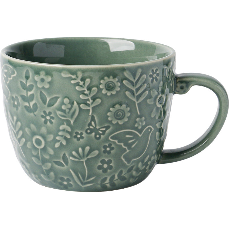 Garden Flora Embossed Glazed Ceramic Mug