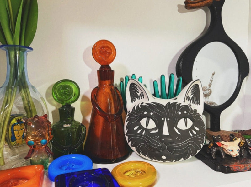 Ceramic Cat Hanging Vase Black