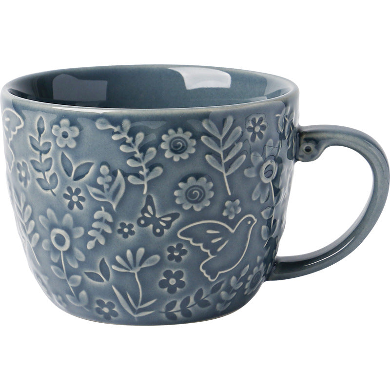 Garden Flora Embossed Glazed Ceramic Mug