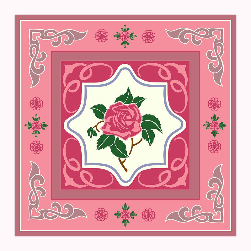 Rose Tile Silk Scarf - Pink