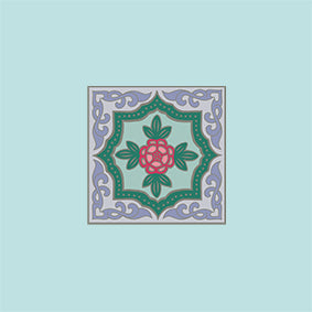 Peranakan Tile Enamel Pin Grey Rose