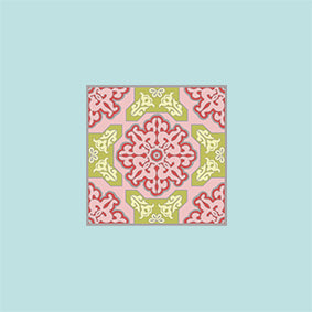 Peranakan Tile Enamel Pin Pink & Yellow Tile